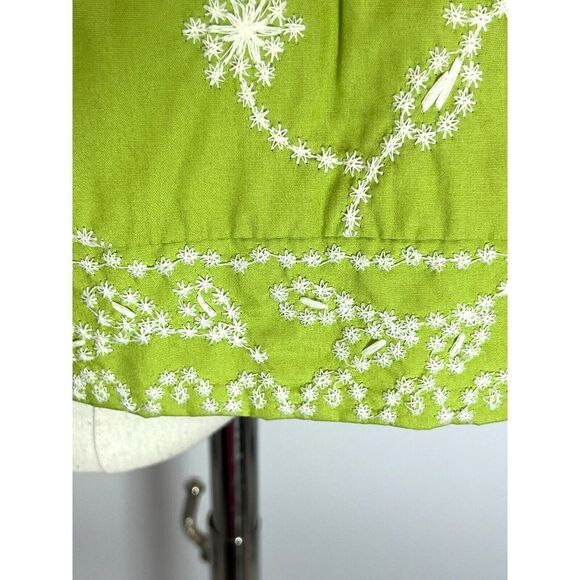 Coldwater Creek Blazer Jacket Green White Floral Embroidery Size 10 - Picture 12 of 17